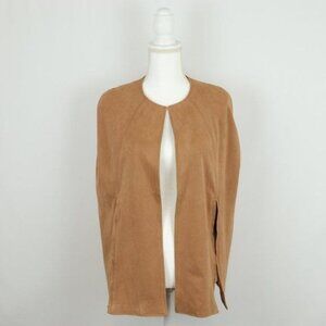 Anthropologie Andersen & Lauth Womens Tan One Size Vegan Leather Open Front Cape
